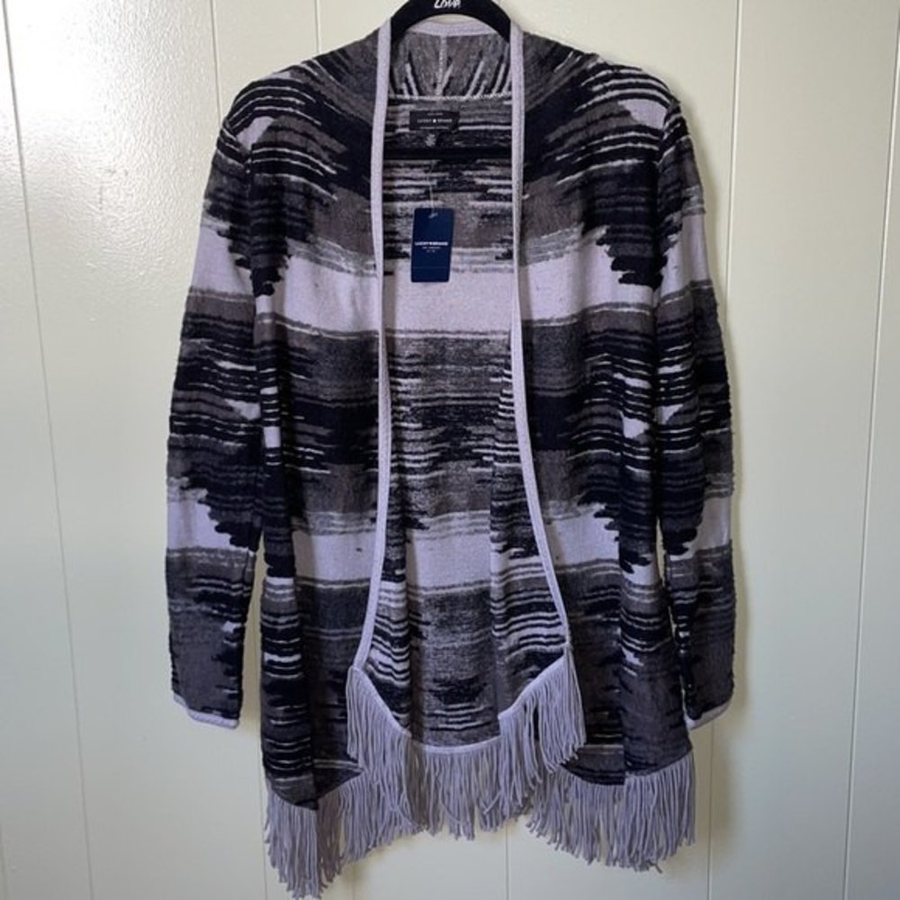 Lucky brand fringed brushed knit cardigan